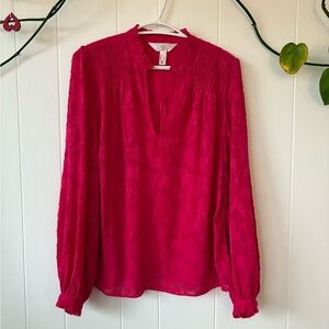 Addition Elle Pink Puff Sleeve Blouse Mandarin Collar Size X (12)